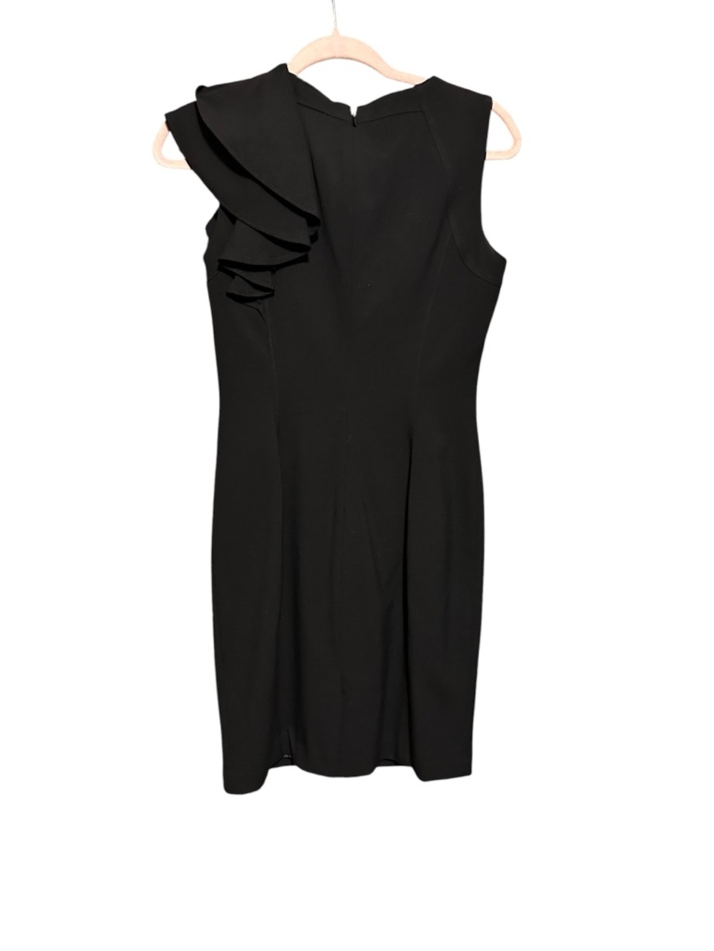 Calvin Klein Black One-Shoulder Ruffle Mini Dress - Picture 3 of 8